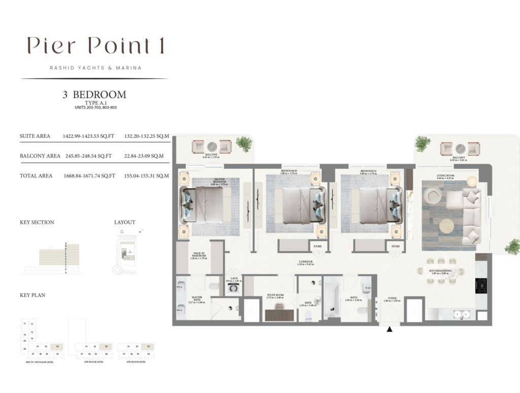 Pier Point — 3 Bedrooms floor plan