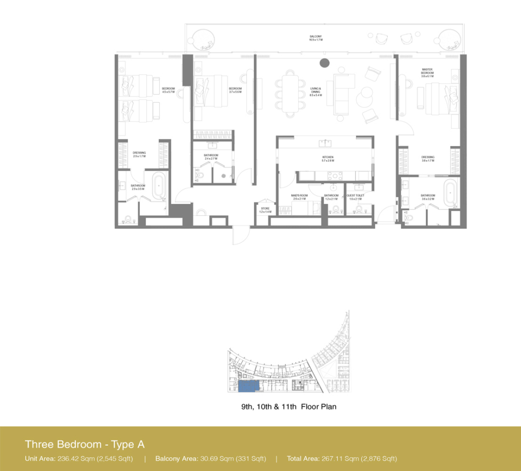 Anantara Sharjah Residences — 3BR floor plan