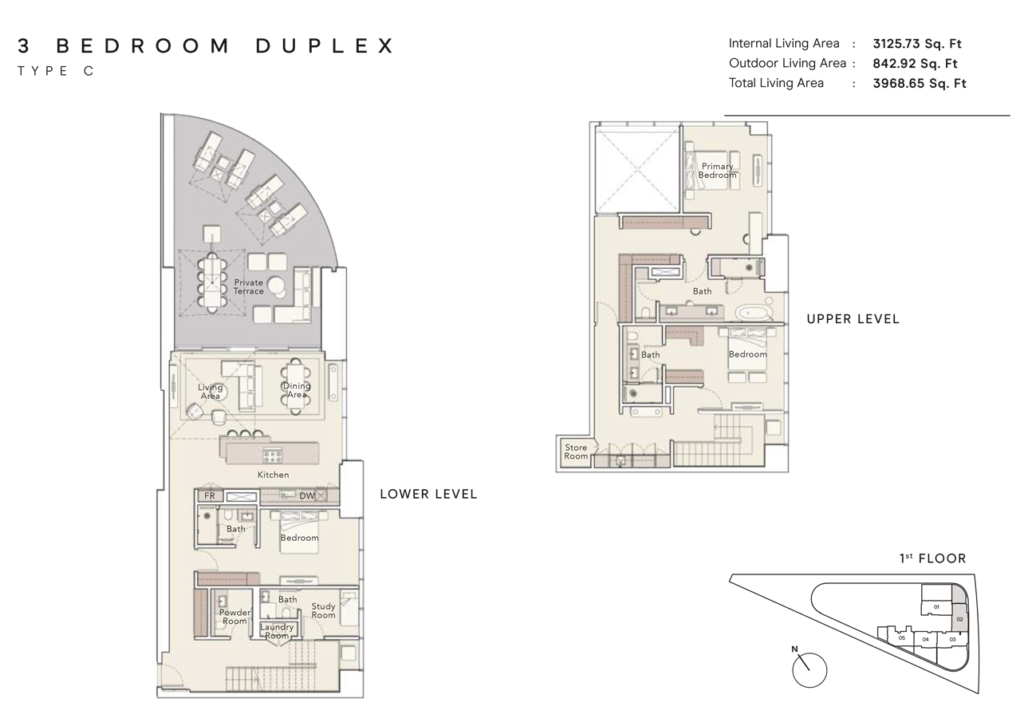 One River Point — 3BR floor plan