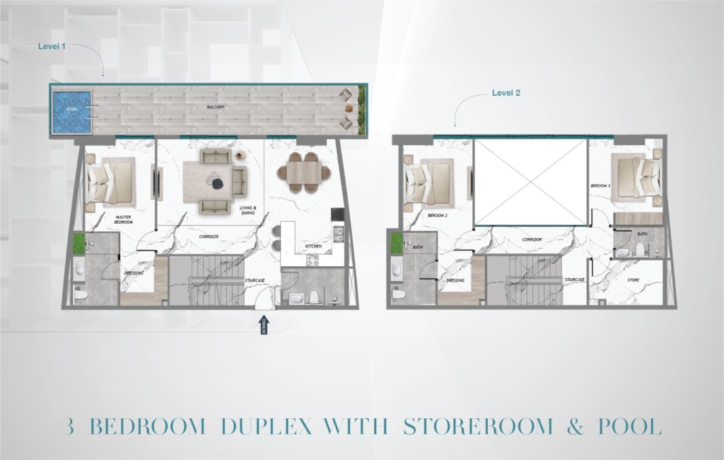 SAMANA Barari Heights  — 3BR floor plan