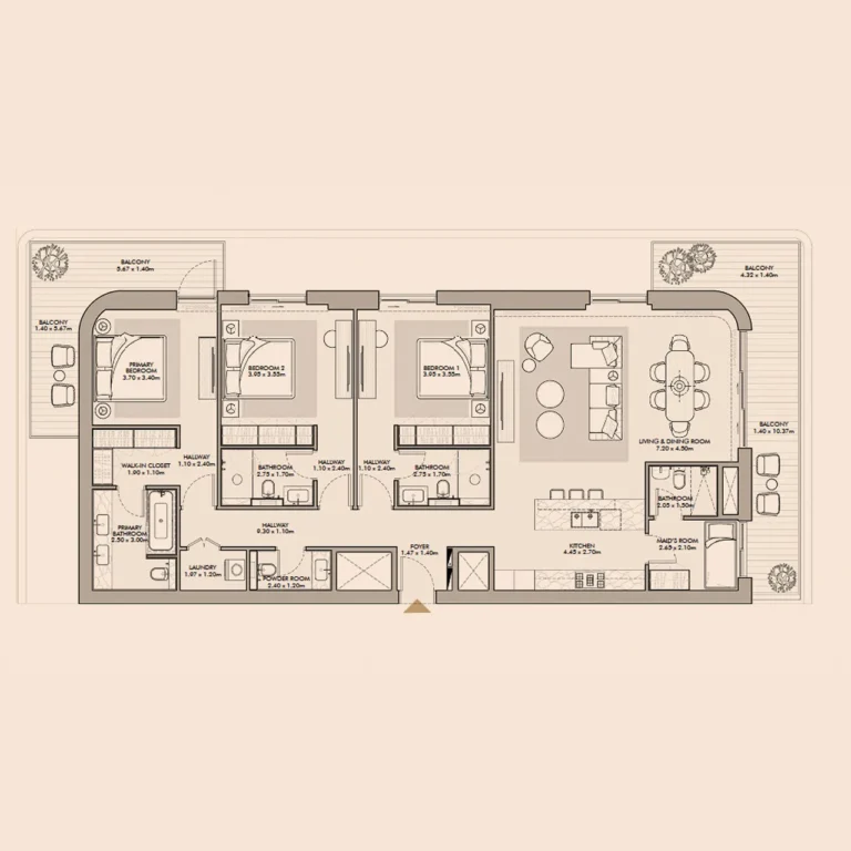 Nourelle — 3 Bedrooms floor plan
