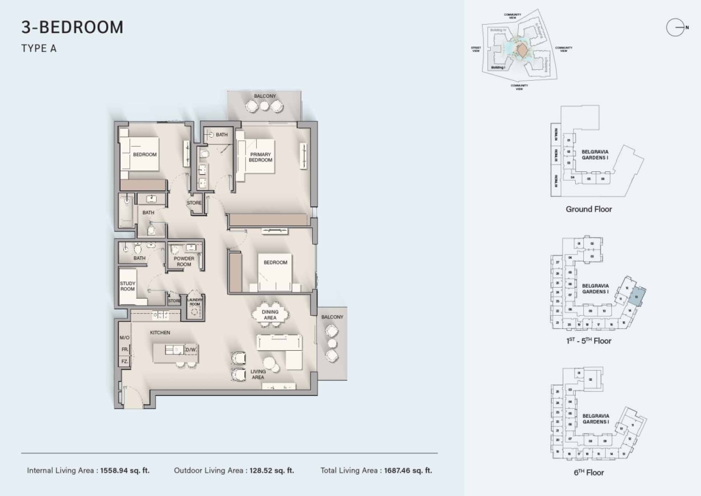 Belgravia Gardens  — 3 Bedrooms floor plan