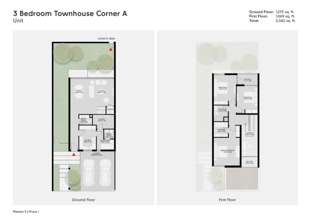 Dana at Masaar 3 Phase 1 — 3BR Townhouse floor plan