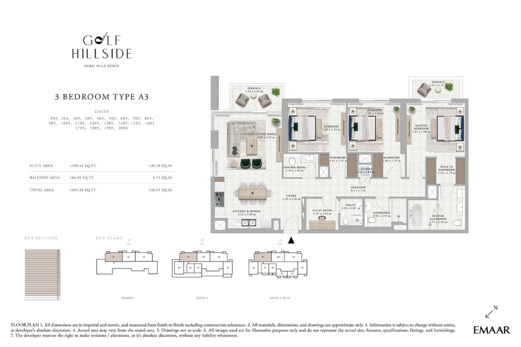 Golf Hillside — 3 Bedrooms floor plan