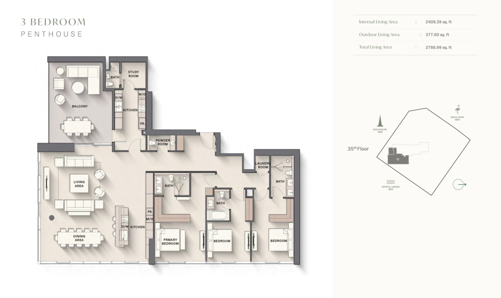 The Highgrove  — 3BR Penthouse floor plan