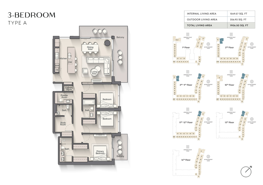 Playa Del Sol — 3BR floor plan