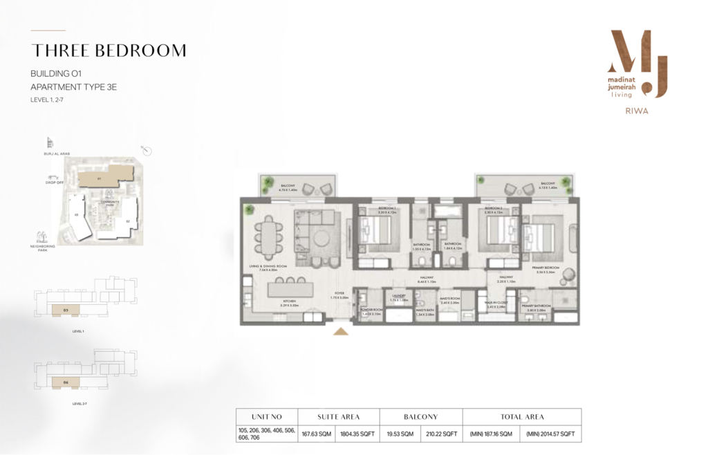 Madinat Jumeirah Living - Riwa — 3 Bedrooms floor plan