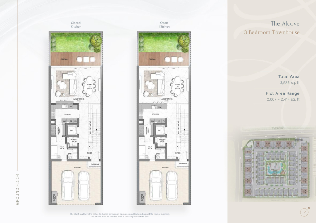 The Watercrest — 3BR Townhouse floor plan