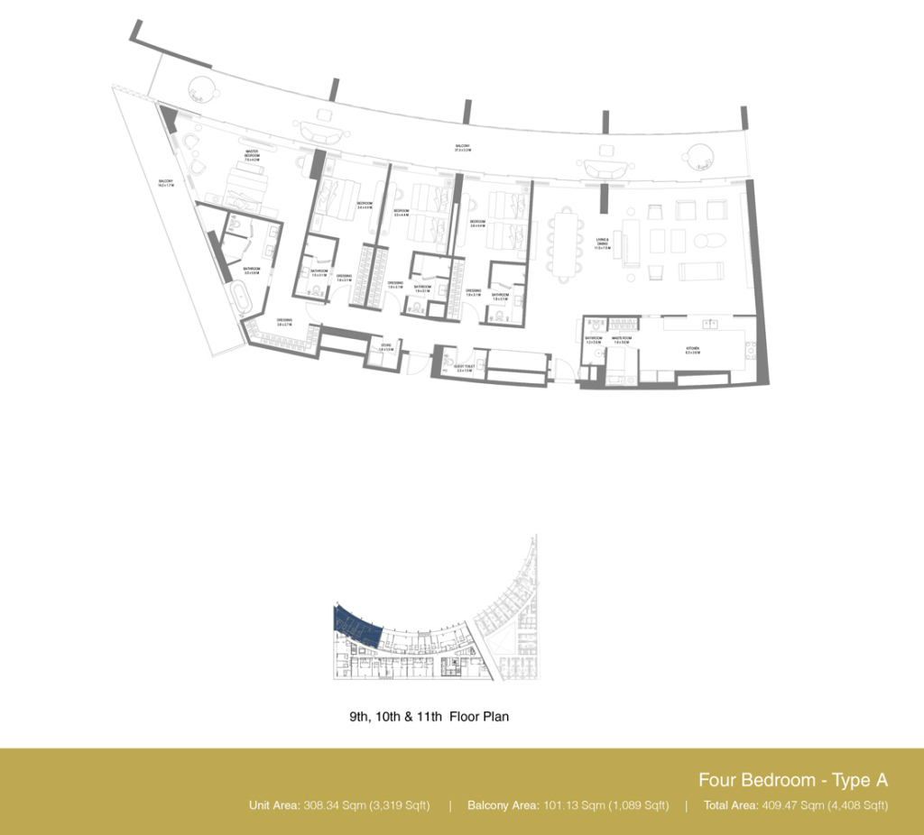 Anantara Sharjah Residences — 4BR floor plan