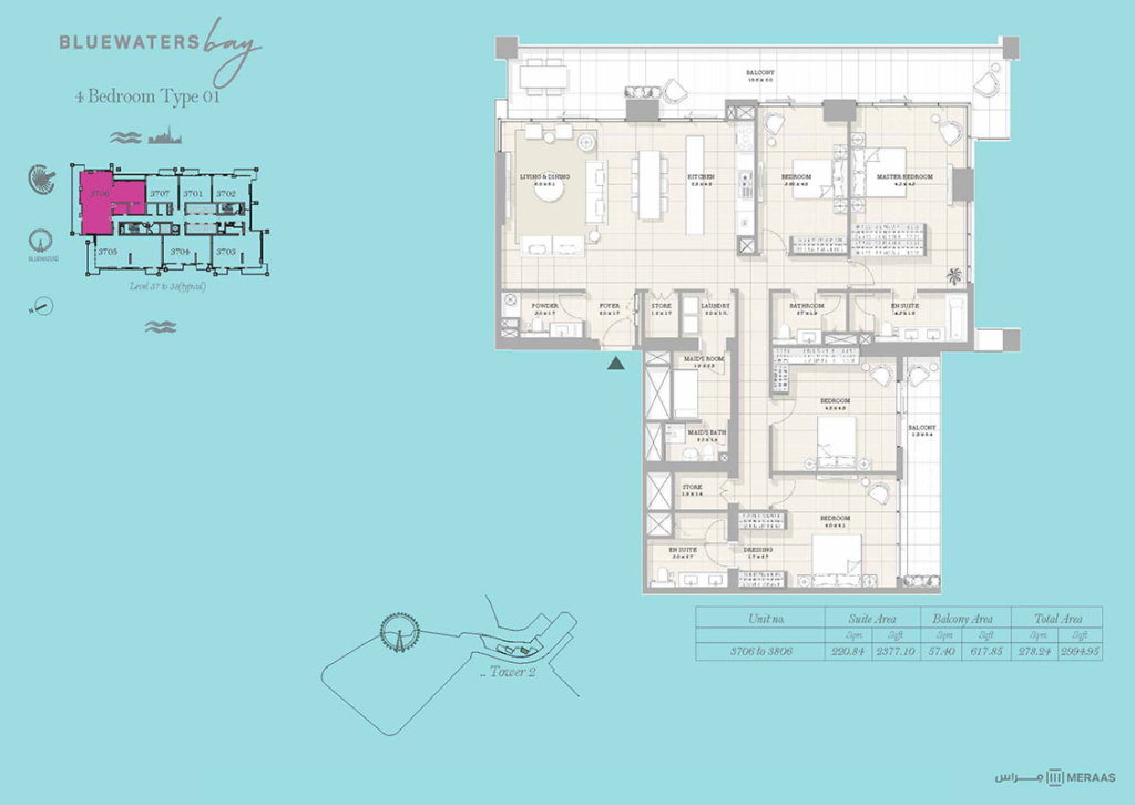 Bluewaters Bay — 4 Bedrooms floor plan