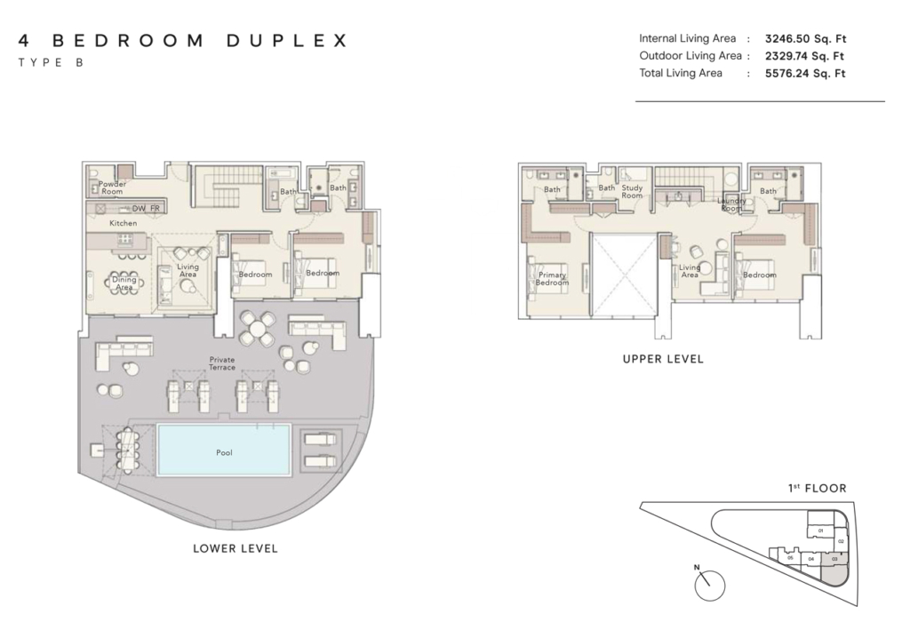 One River Point — 4BR Duplex floor plan