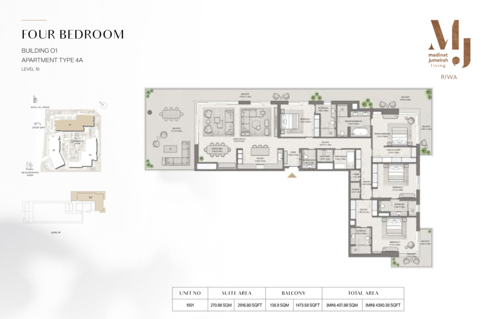 Madinat Jumeirah Living - Riwa — 4 Bedrooms floor plan