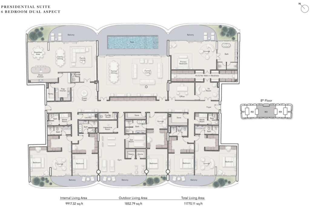 Ocean House — 6BR Penthouse floor plan