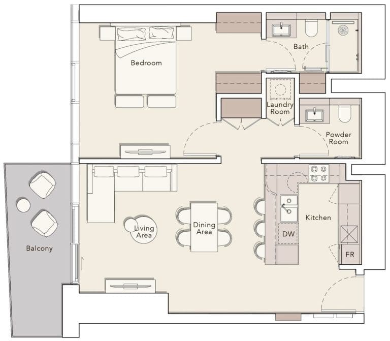 Mercer House — 1 Bedroom floor plan