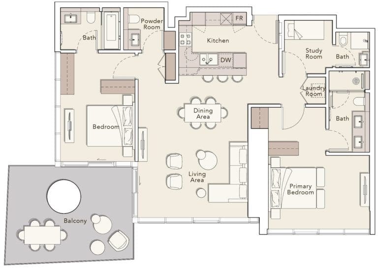 Mercer House — 2 Bedrooms floor plan