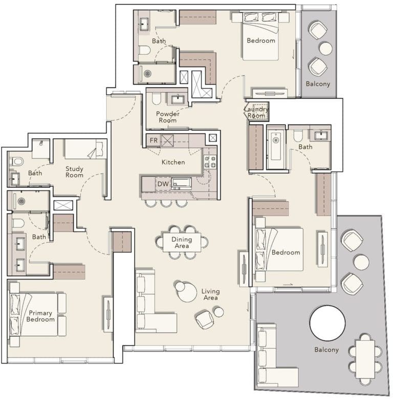 Mercer House — 3 Bedrooms floor plan