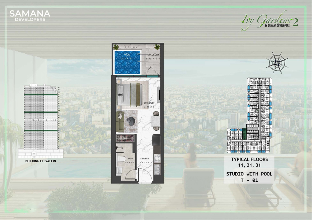 Samana IVY Gardens 2  — Studio floor plan