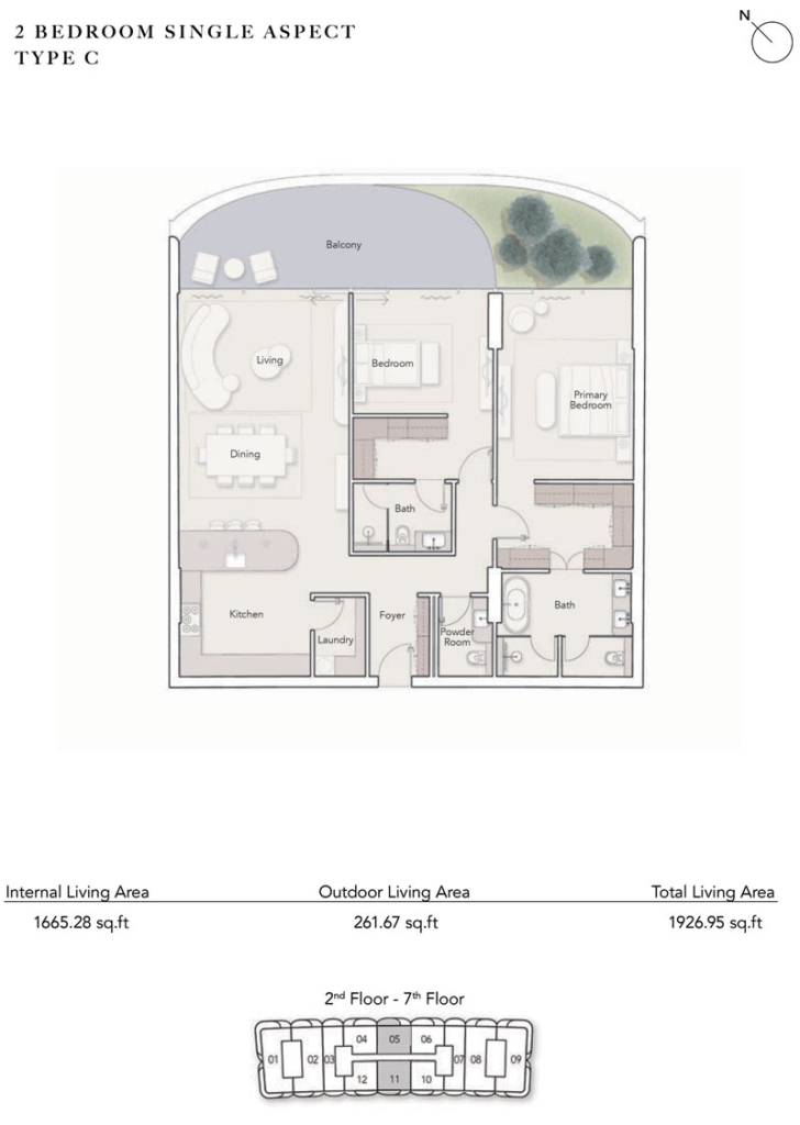 Ocean House — 2BR floor plan