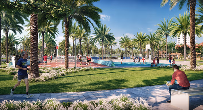 Community Park object-cover h-full w-full Community Park Al Maktoum Intl' Airport18-Hole Championship Golf CourseKids' Play AreaCommunity Park