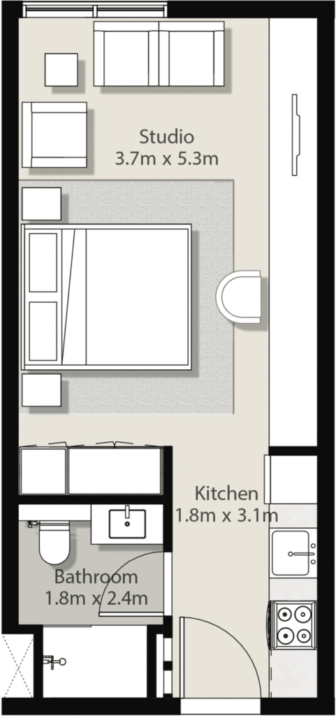 Rehan Apartments — Studio floor plan