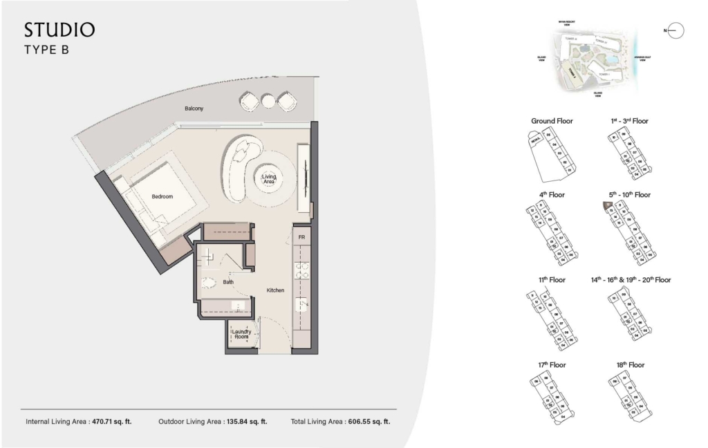 Costa Mare — Studio floor plan