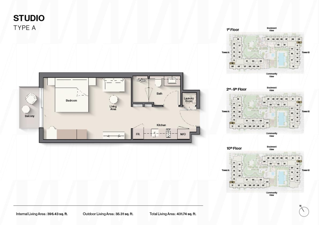 Windsor House II — Studio floor plan