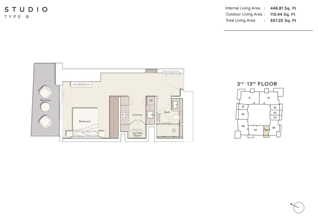 Mercer House — Uptown Dubai — Studio floor plan
