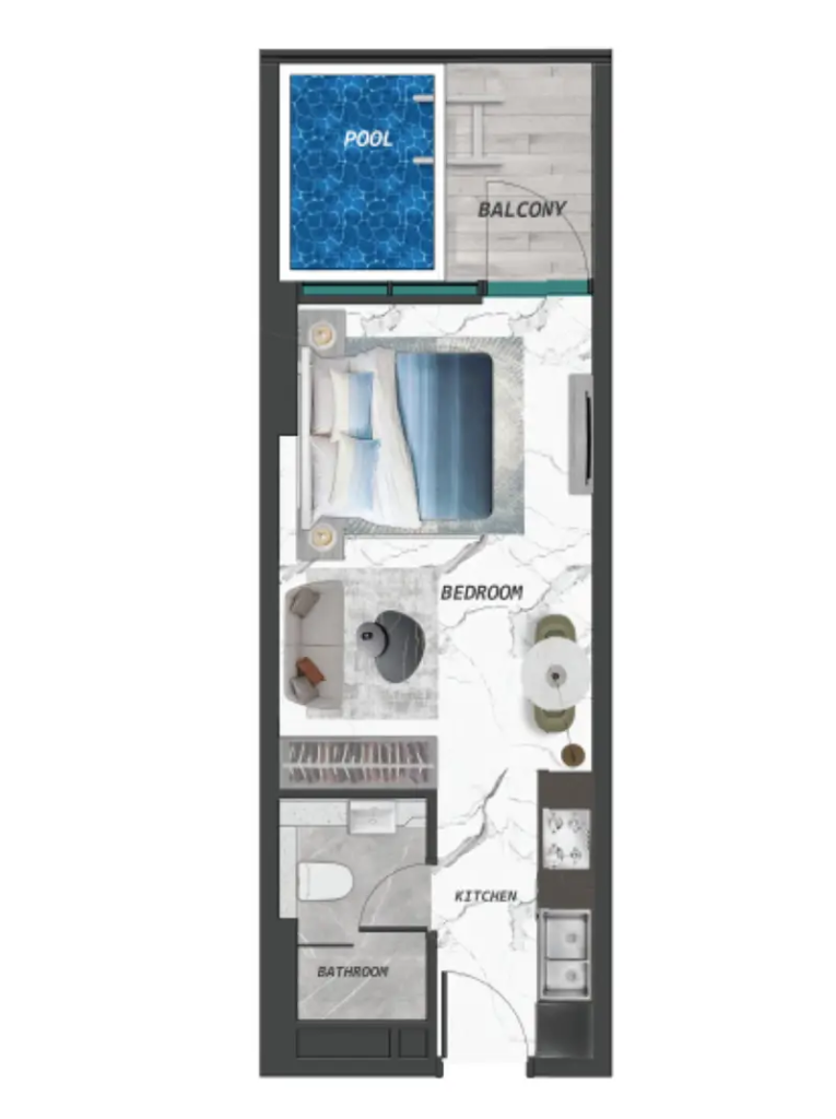 Samana Lake Views 2 — Studio floor plan