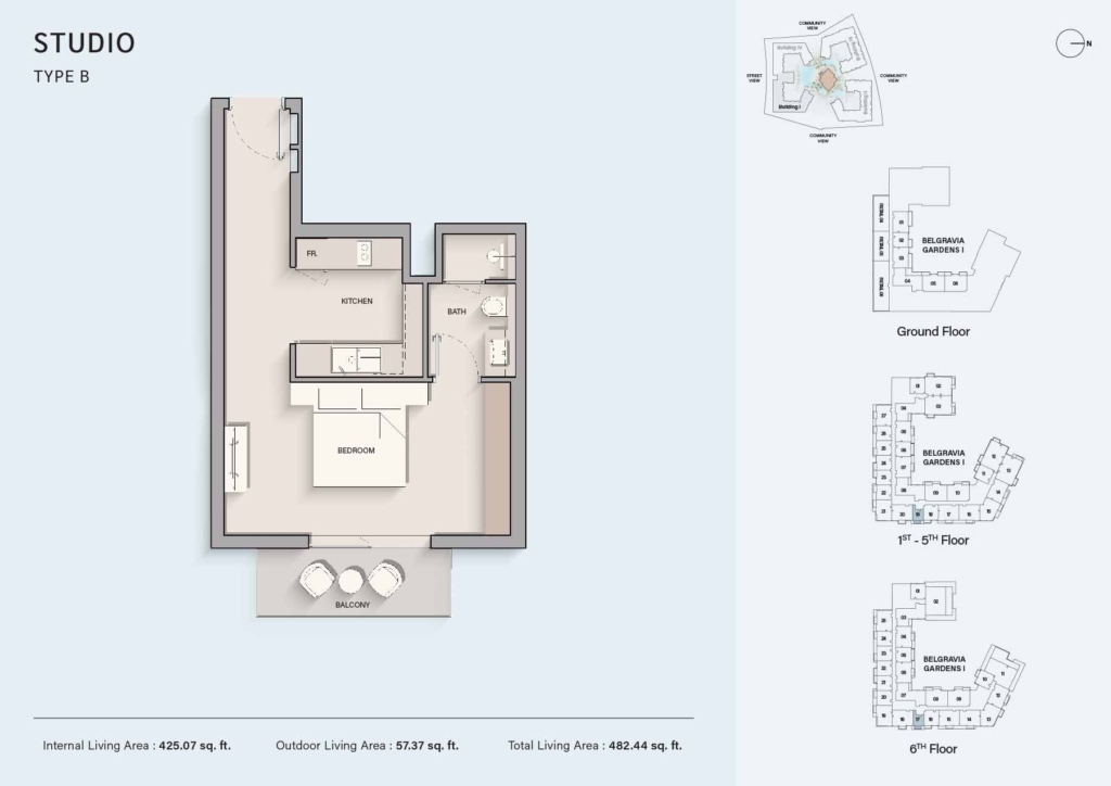 Belgravia Gardens  — Studio floor plan