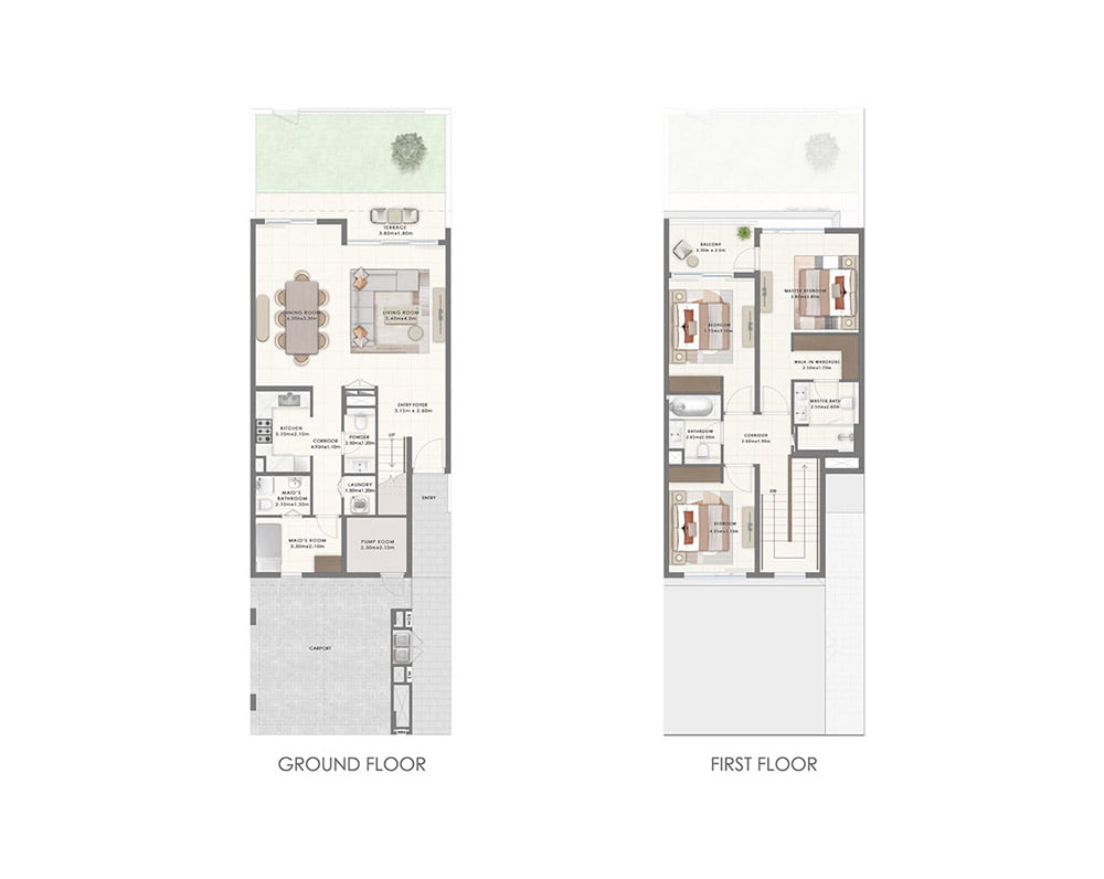 The Valley 2 By Emaar — 3 Bedrooms floor plan