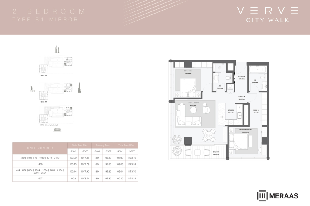 VERVE at City Walk — 2 Bedrooms floor plan