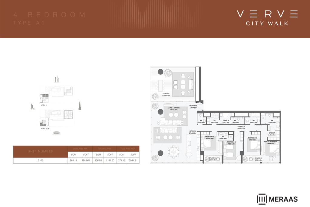 VERVE at City Walk — 4 Bedrooms floor plan