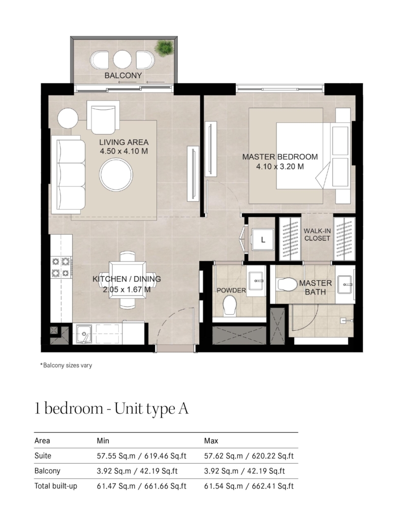 The Baltimore — 1BR floor plan