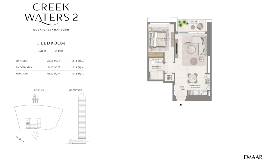 Creek Waters 2 — 1BR floor plan