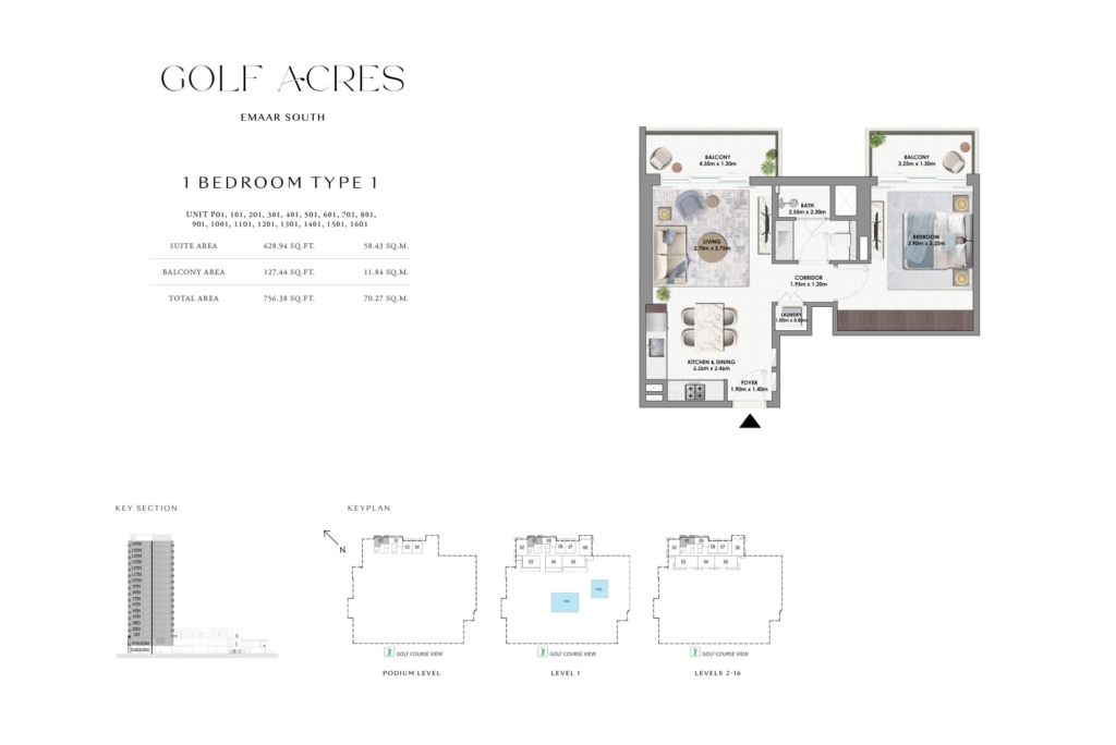 Golf Acres — 1BR floor plan