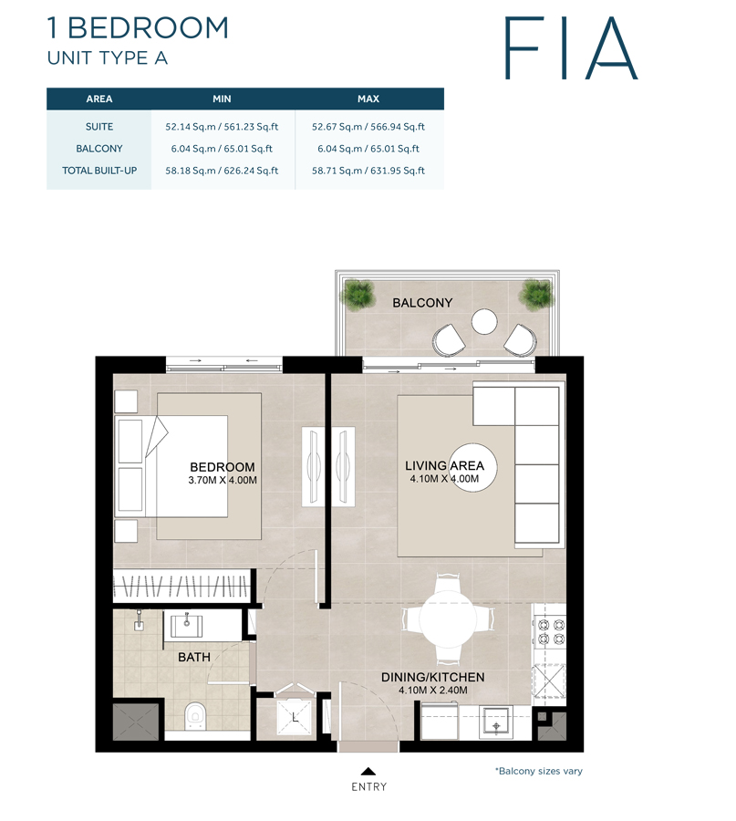 FIA — 1BR floor plan