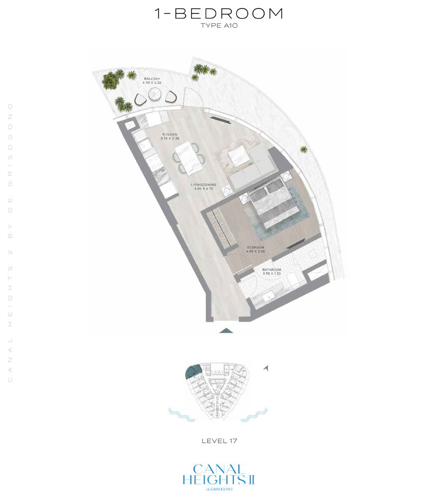 Canal Heights 2  — 1BR floor plan