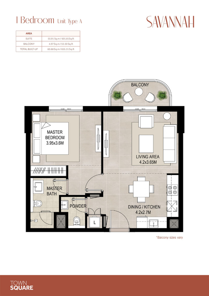 Savannah — 1BR floor plan