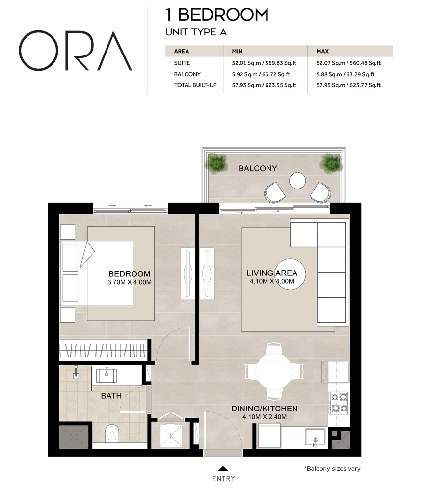 ORA — 1BR floor plan