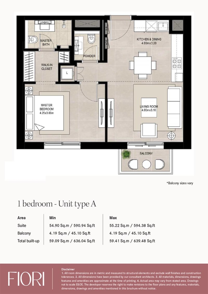 Fiori — 1BR floor plan