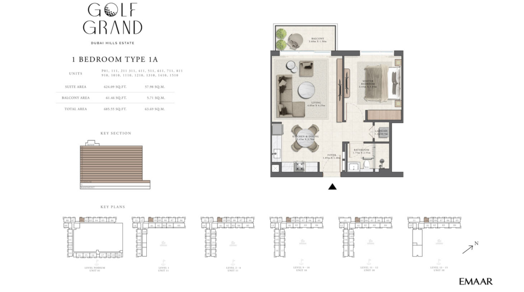 Golf Grand — 1BR floor plan