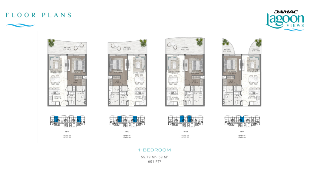 DAMAC Lagoon Views 2 — 1BR floor plan