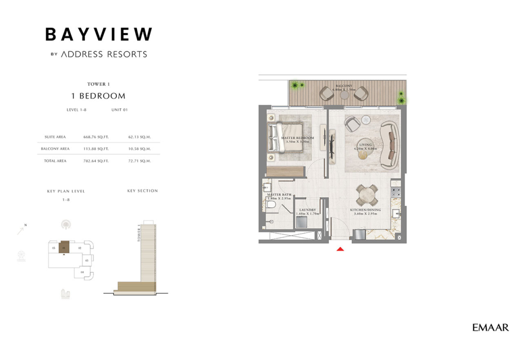 Bayview by Address Resorts  — 1BR floor plan