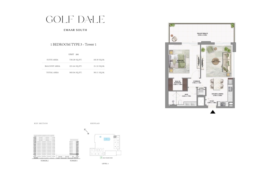 Golf Dale — 1BR floor plan