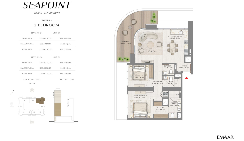 Seapoint — 2BR floor plan