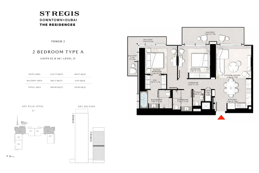 The St. Regis Residences — 2BR floor plan