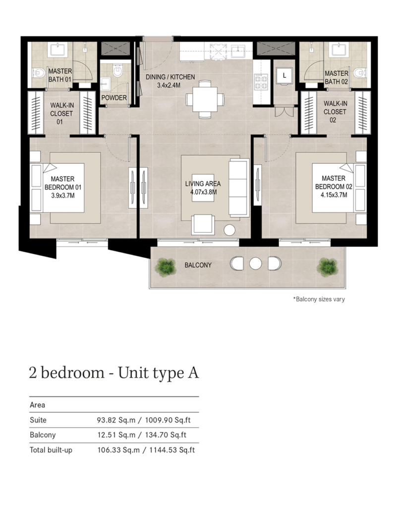 Hillcrest — 2BR floor plan