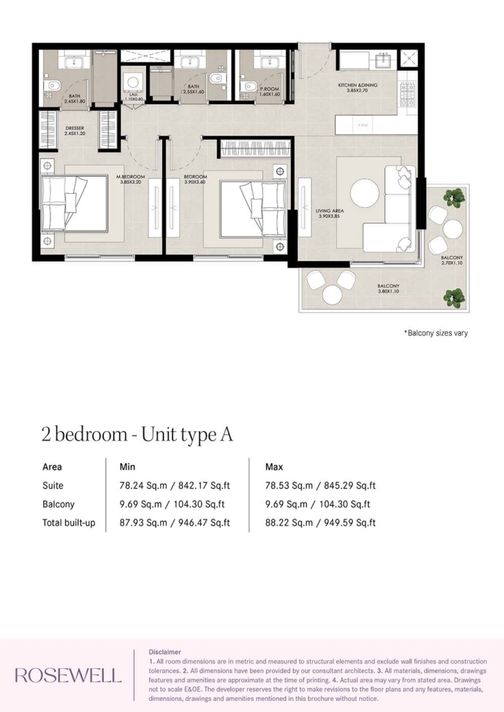Rosewell — 2BR floor plan