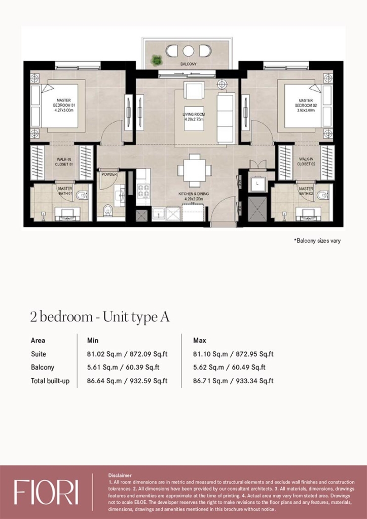 Fiori — 2BR floor plan