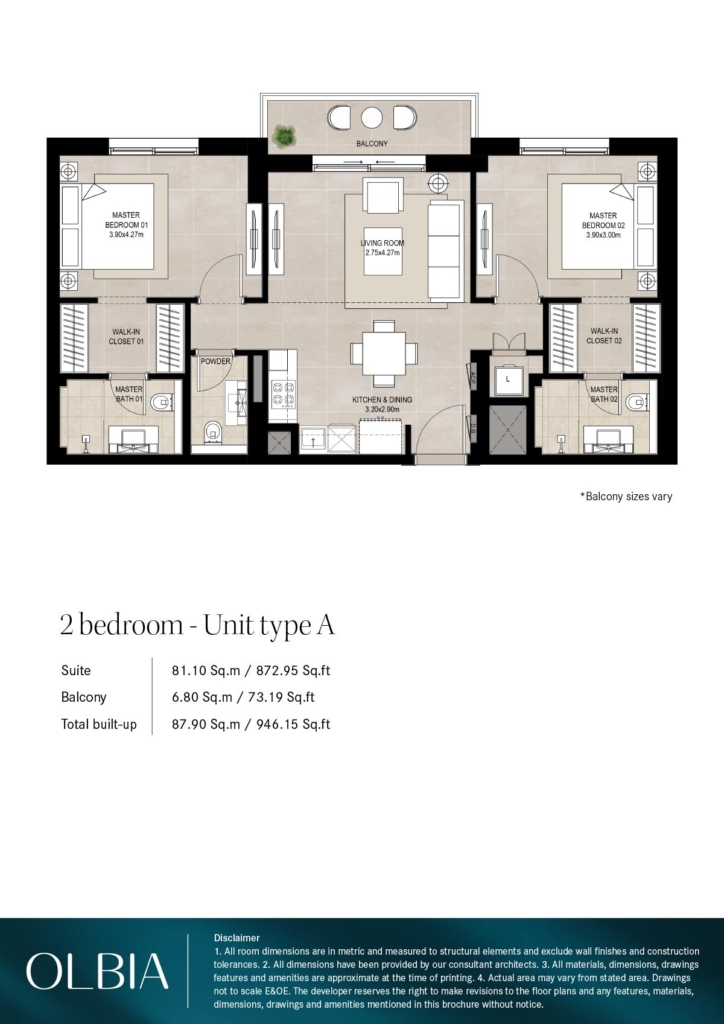 OLBIA — 2BR floor plan